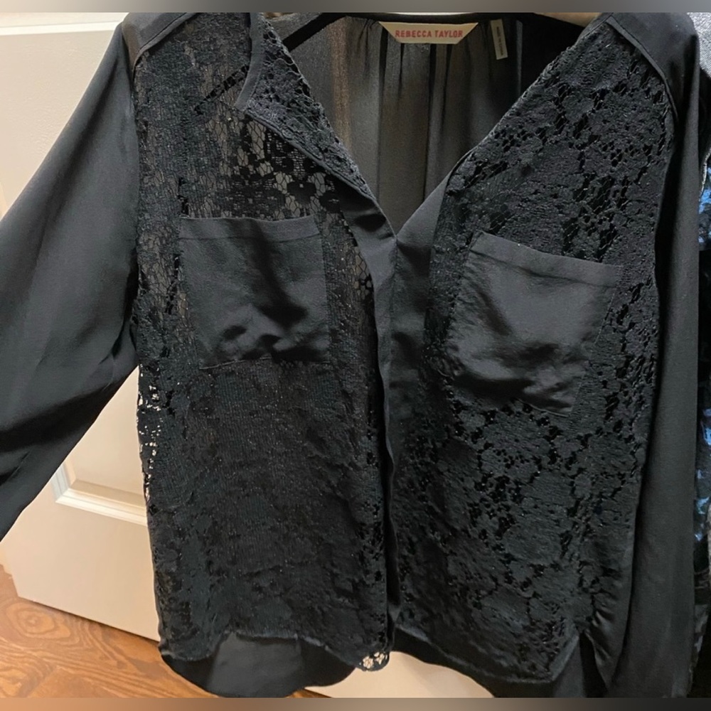 Rebecca Taylor Black Lace Blouse